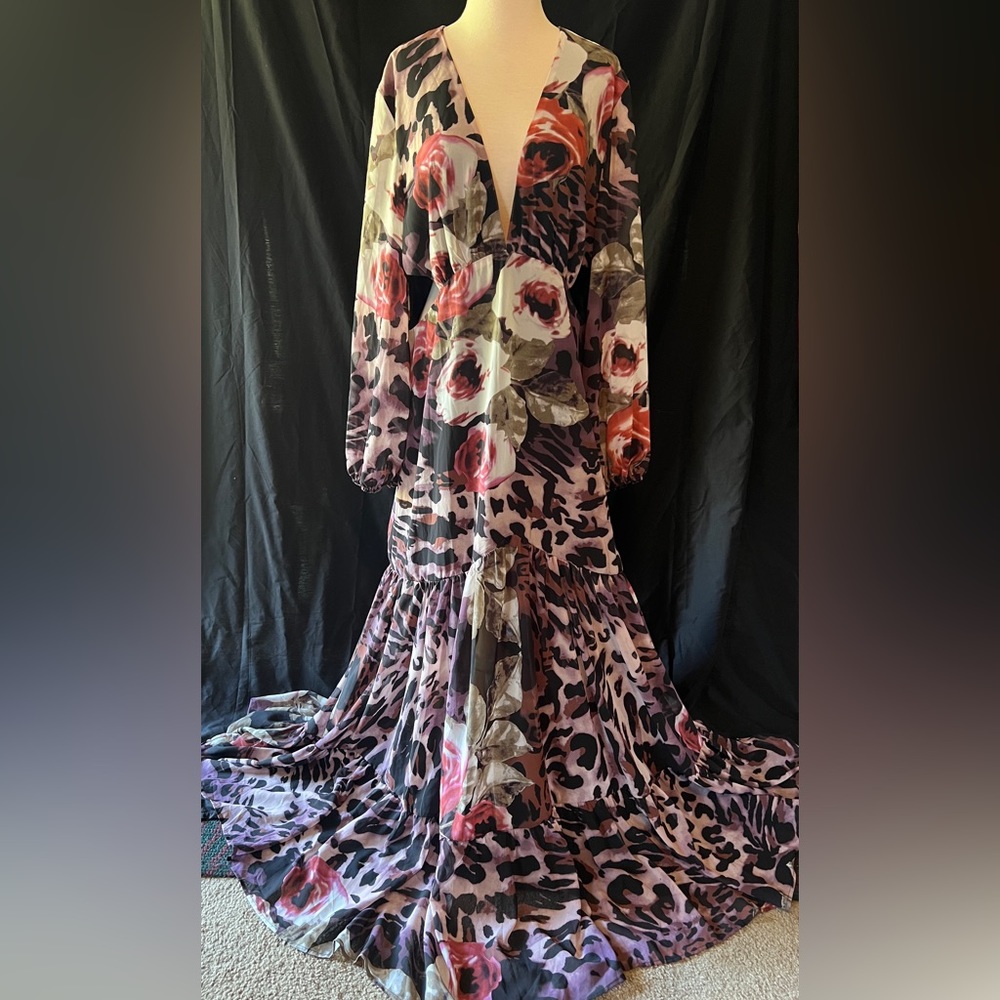 NWT Giffniseti Boho Floral Leopard Print Maxi Dress Size 3X